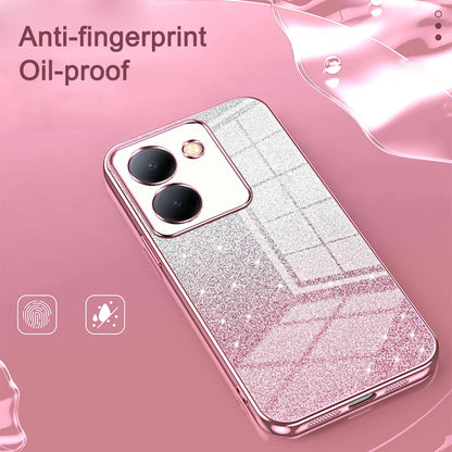 vivo Y35M+ Luxurious Electroplated Gradient Glitter Powder Case - Enhanced Lens Protection