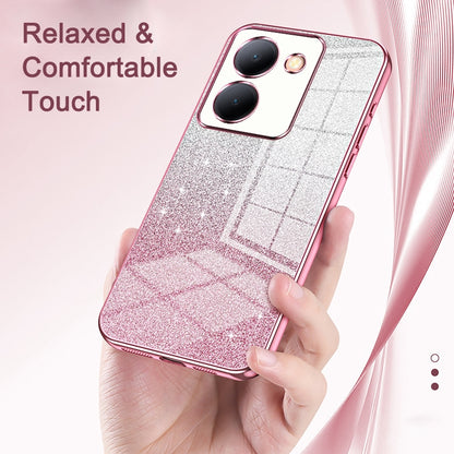 vivo Y35M+ Luxurious Electroplated Gradient Glitter Powder Case - Enhanced Lens Protection