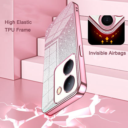 For vivo Y20 Luxurious Electroplated Gradient Glitter Powder Case - Enhanced Lens Protection