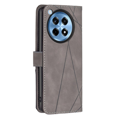 OnePlus 12R Rhombus Texture Leather Phone Case with Magnetic Buckle and Card Holder