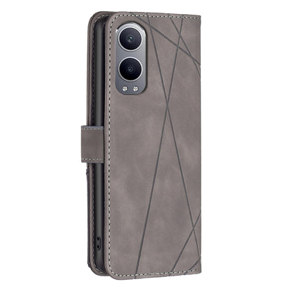 OnePlus Nord CE4 Lite Global Rhombus Texture Leather Phone Case with Magnetic Buckle and Card Holder