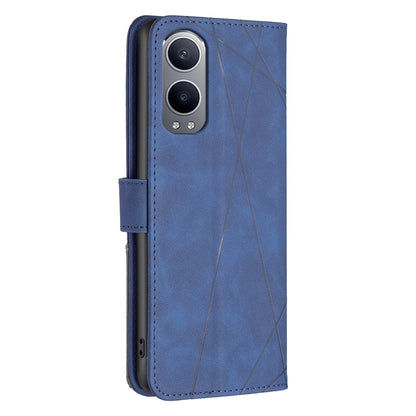OnePlus Nord CE4 Lite Global Rhombus Texture Leather Phone Case with Magnetic Buckle and Card Holder