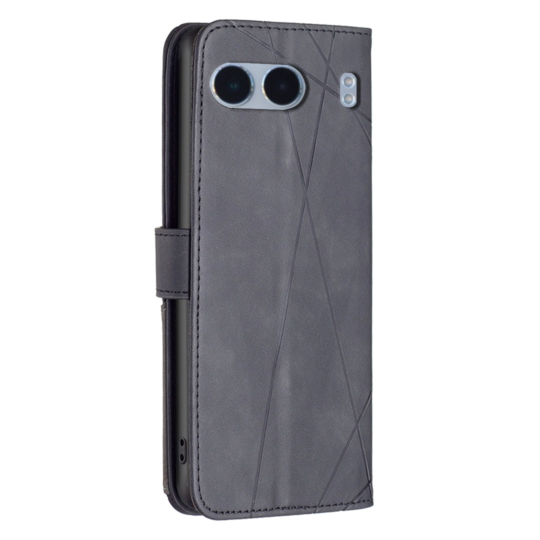 OnePlus Nord 4 Rhombus Texture Leather Phone Case with Magnetic Buckle and Card Holder