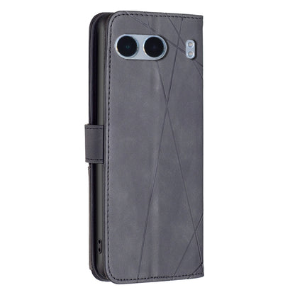 OnePlus Nord 4 Rhombus Texture Leather Phone Case with Magnetic Buckle and Card Holder