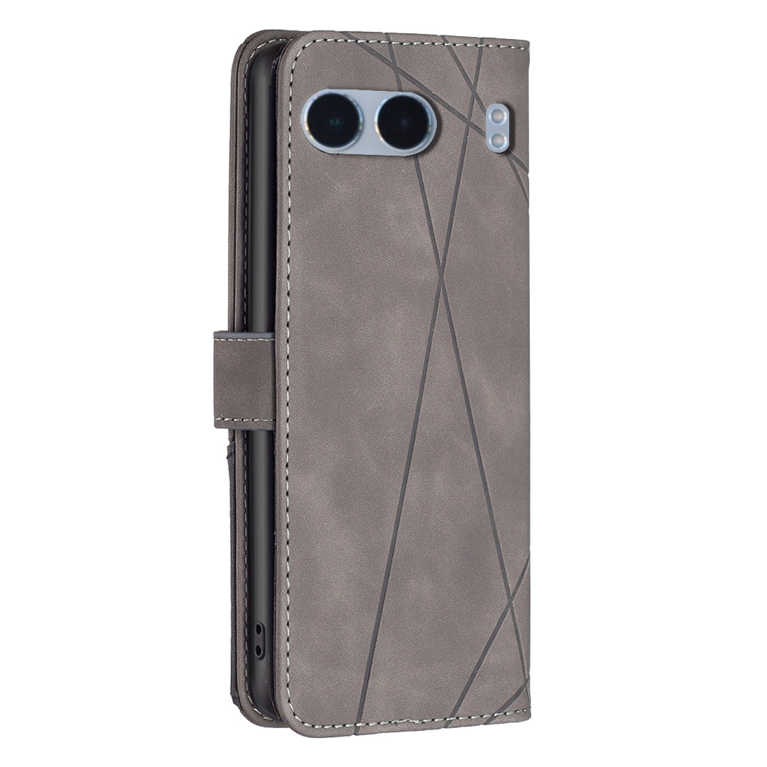 OnePlus Nord 4 Rhombus Texture Leather Phone Case with Magnetic Buckle and Card Holder