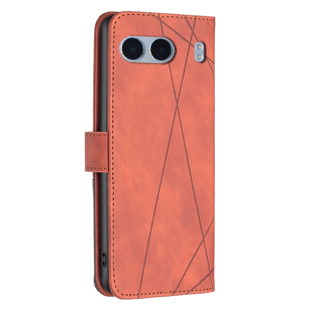 OnePlus Nord 4 Rhombus Texture Leather Phone Case with Magnetic Buckle and Card Holder