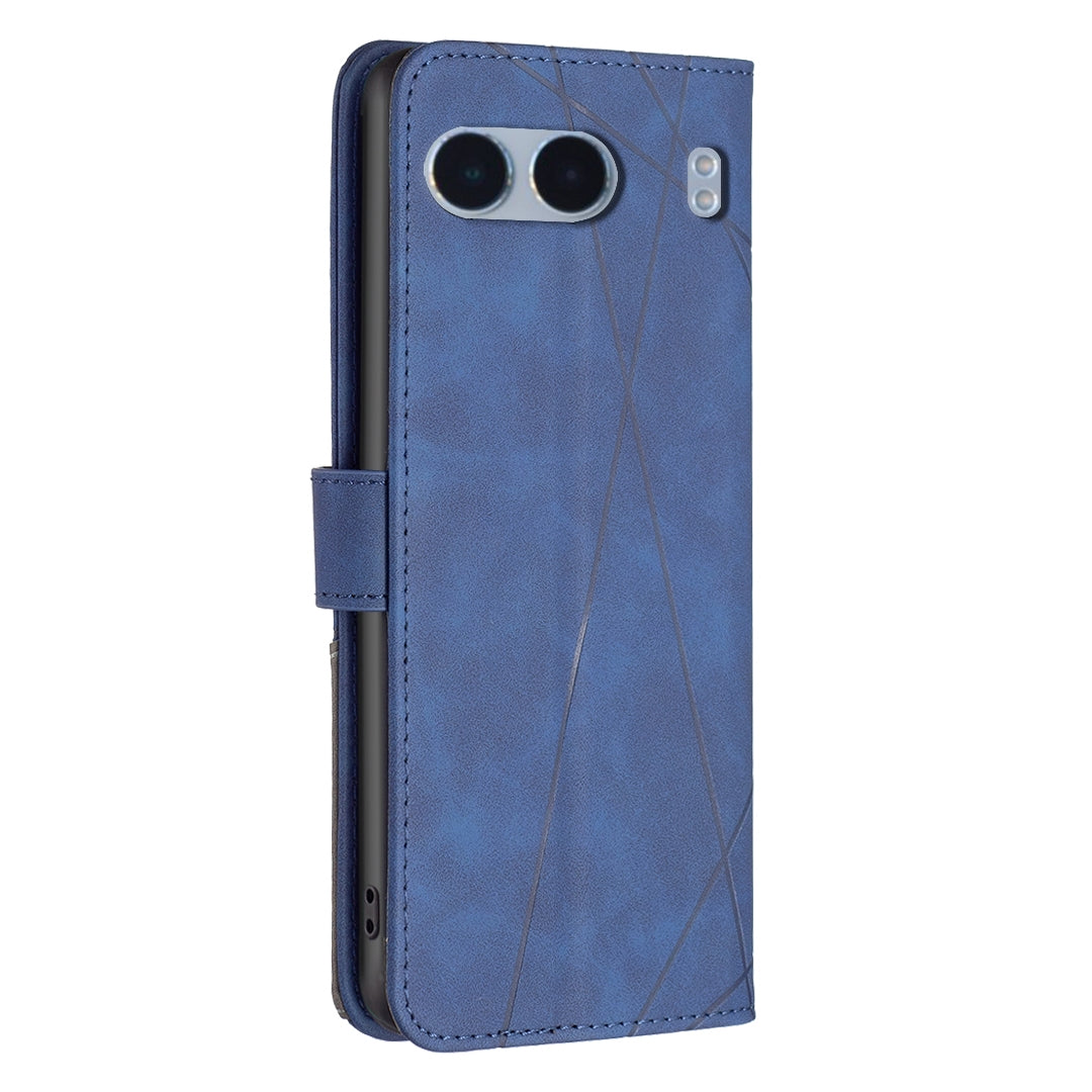 OnePlus Nord 4 Rhombus Texture Leather Phone Case with Magnetic Buckle and Card Holder