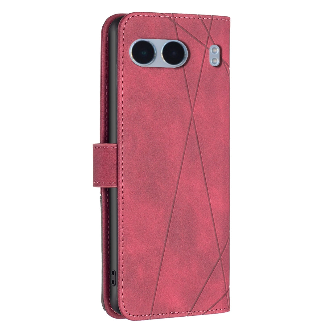OnePlus Nord 4 Rhombus Texture Leather Phone Case with Magnetic Buckle and Card Holder