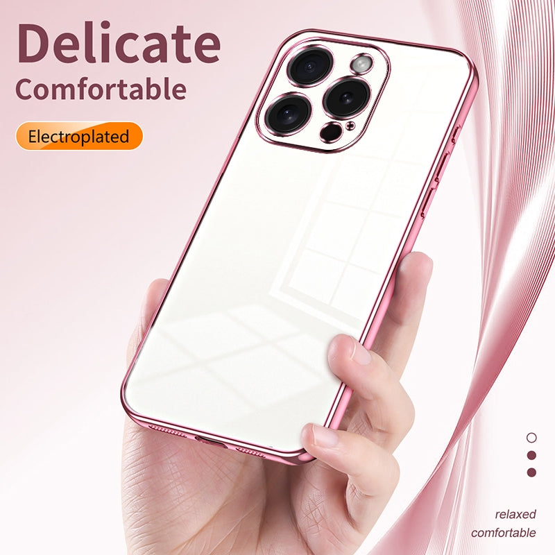 iPhone 15 Pro Phone Case with Transparent Plating and Fine Hole Design: Crystal Clear & Scratch-Resistant