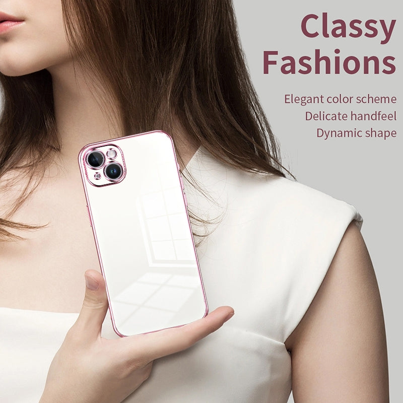 iPhone 14 Plus Phone Case with Transparent Plating and Fine Hole Design: Crystal Clear & Scratch-Resistant