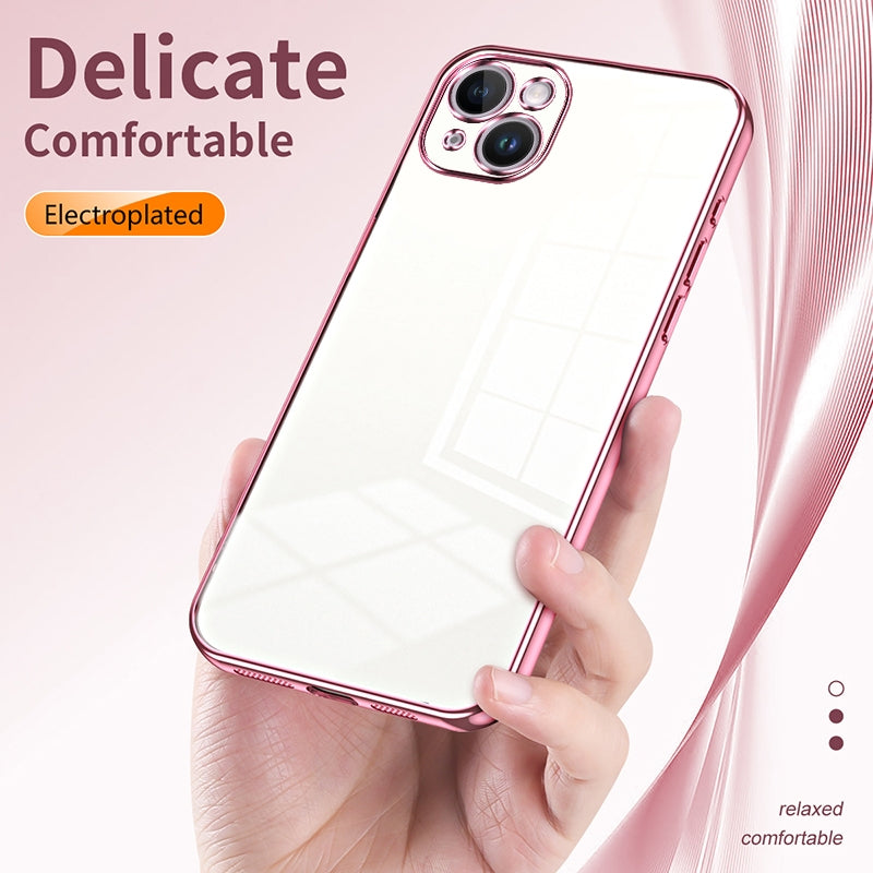 iPhone 14 Plus Phone Case with Transparent Plating and Fine Hole Design: Crystal Clear & Scratch-Resistant