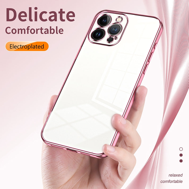 iPhone 13 Pro Max Phone Case with Transparent Plating and Fine Hole Design: Crystal Clear & Scratch-Resistant