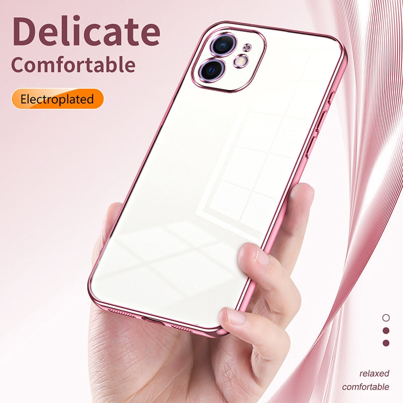 iPhone 12 Phone Case with Transparent Plating and Fine Hole Design: Crystal Clear & Scratch-Resistant