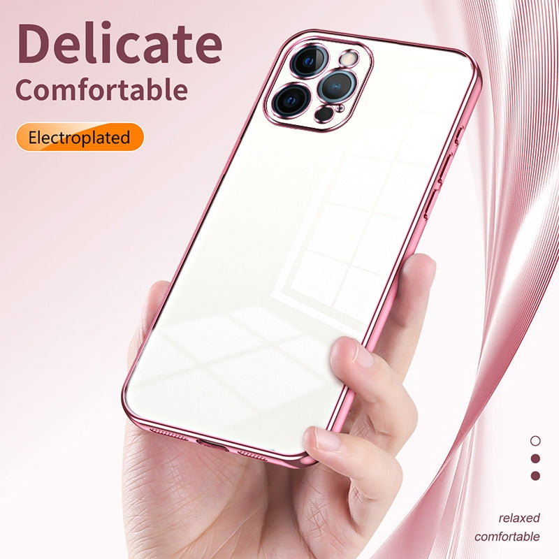 iPhone 12 Pro Max Phone Case with Transparent Plating and Fine Hole Design: Crystal Clear & Scratch-Resistant