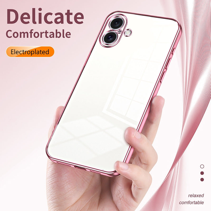 iPhone 16 Plus Phone Case with Transparent Plating and Fine Hole Design: Crystal Clear & Scratch-Resistant