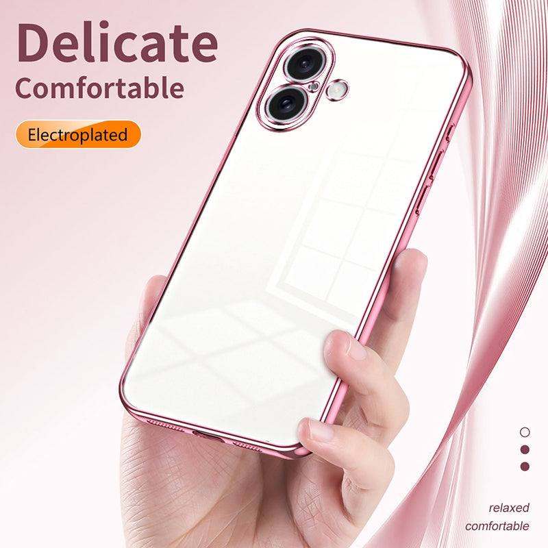 iPhone 16 Phone Case with Transparent Plating and Fine Hole Design: Crystal Clear & Scratch-Resistant