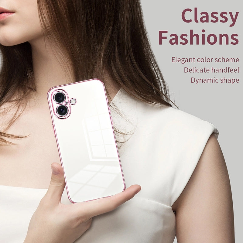 iPhone 16 Phone Case with Transparent Plating and Fine Hole Design: Crystal Clear & Scratch-Resistant