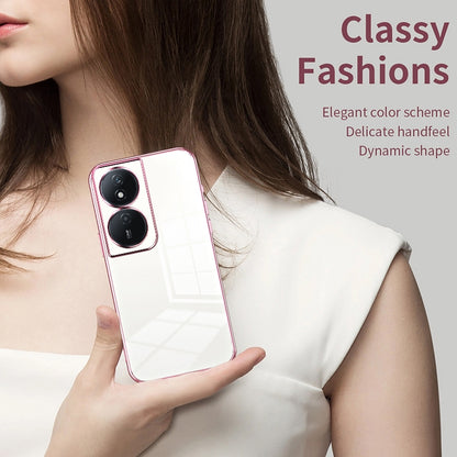 Honor Play 50 Plus Phone Case with Transparent Plating and Fine Hole Design: Crystal Clear & Scratch-Resistant