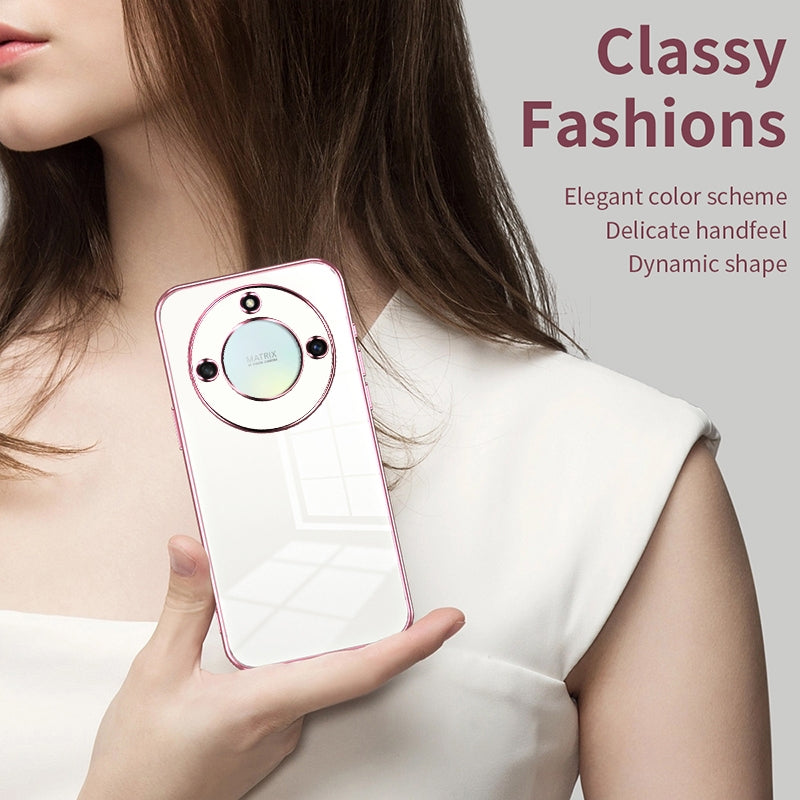 Honor Magic5 Lite Phone Case with Transparent Plating and Fine Hole Design: Crystal Clear & Scratch-Resistant