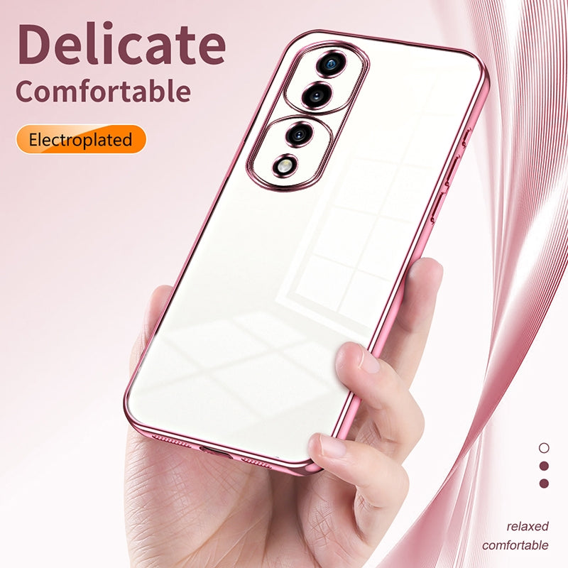 Honor 70 Pro+ Phone Case with Transparent Plating and Fine Hole Design: Crystal Clear & Scratch-Resistant