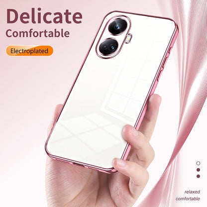 Realme 10 Pro+ Phone Case with Transparent Plating and Fine Hole Design: Crystal Clear & Scratch-Resistant