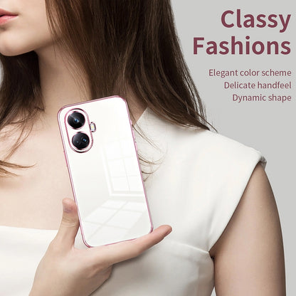 Realme 10 Pro+ Phone Case with Transparent Plating and Fine Hole Design: Crystal Clear & Scratch-Resistant