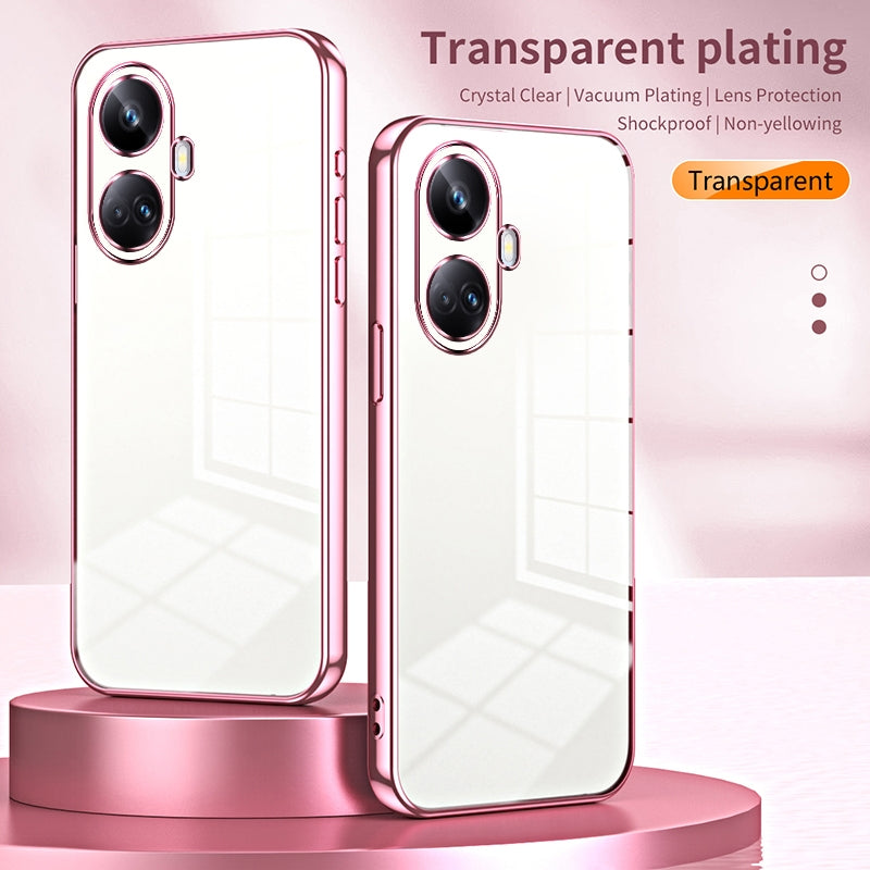 Realme 10 Pro+ Phone Case with Transparent Plating and Fine Hole Design: Crystal Clear & Scratch-Resistant