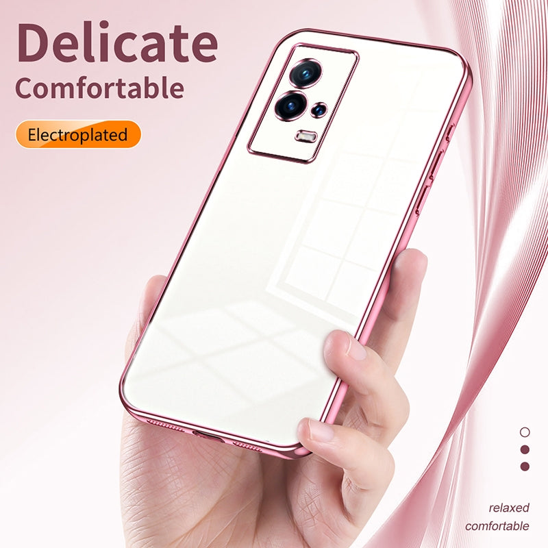 vivo iQOO 8 Phone Case with Transparent Plating and Fine Hole Design: Crystal Clear & Scratch-Resistant