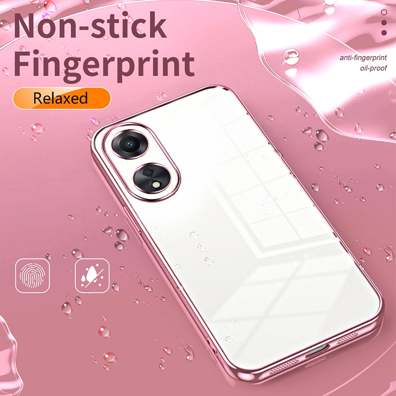 OPPO A58x 5G Phone Case with Transparent Plating and Fine Hole Design: Crystal Clear & Scratch-Resistant