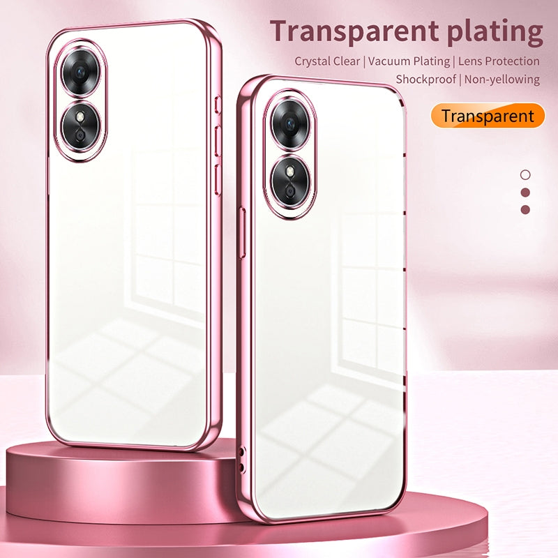 OPPO A17 Phone Case with Transparent Plating and Fine Hole Design: Crystal Clear & Scratch-Resistant