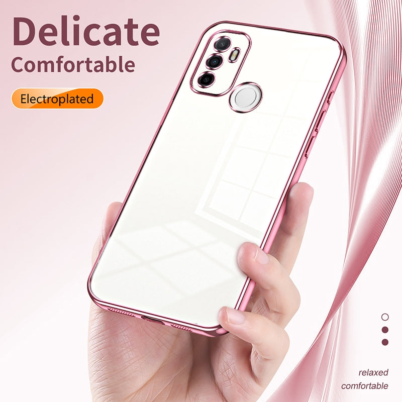 OPPO A11s Phone Case with Transparent Plating and Fine Hole Design: Crystal Clear & Scratch-Resistant