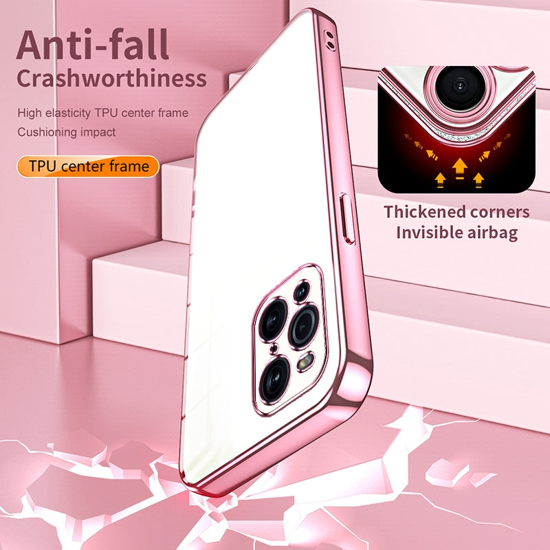 OPPO Find X3 Phone Case with Transparent Plating and Fine Hole Design: Crystal Clear & Scratch-Resistant