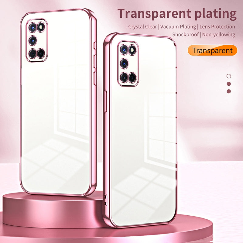 OPPO A92 Phone Case with Transparent Plating and Fine Hole Design: Crystal Clear & Scratch-Resistant