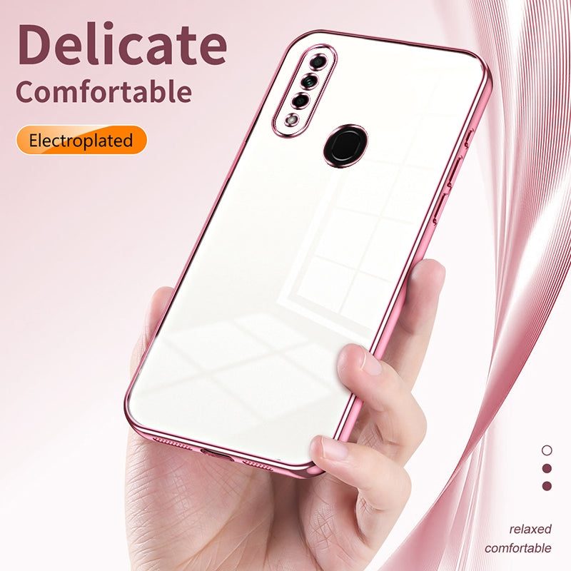 OPPO A8 Phone Case with Transparent Plating and Fine Hole Design: Crystal Clear & Scratch-Resistant
