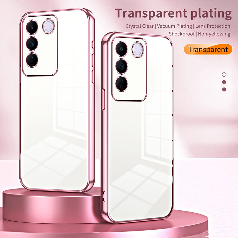 vivo V27e Phone Case with Transparent Plating and Fine Hole Design: Crystal Clear & Scratch-Resistant