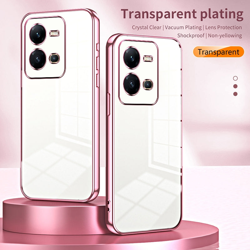 vivo V25 Phone Case with Transparent Plating and Fine Hole Design: Crystal Clear & Scratch-Resistant