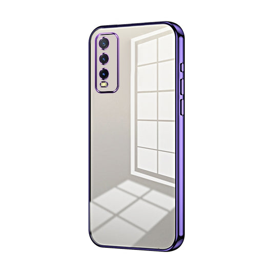 For vivo Y20 Phone Case with Transparent Plating and Fine Hole Design: Crystal Clear & Scratch-Resistant