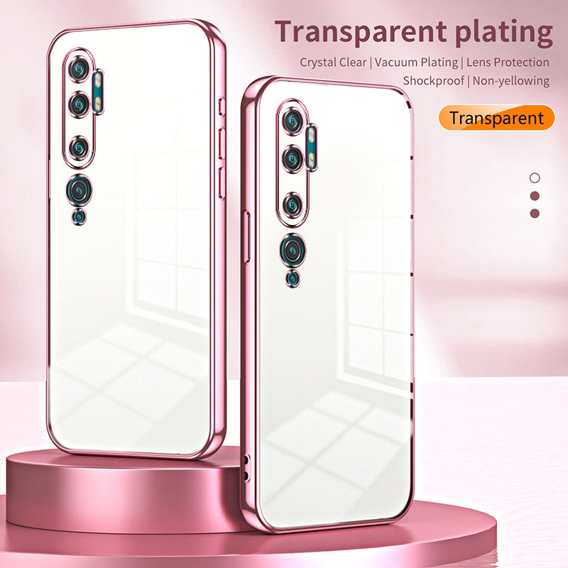 Xiaomi Mi Note 10 Phone Case with Transparent Plating and Fine Hole Design: Crystal Clear & Scratch-Resistant