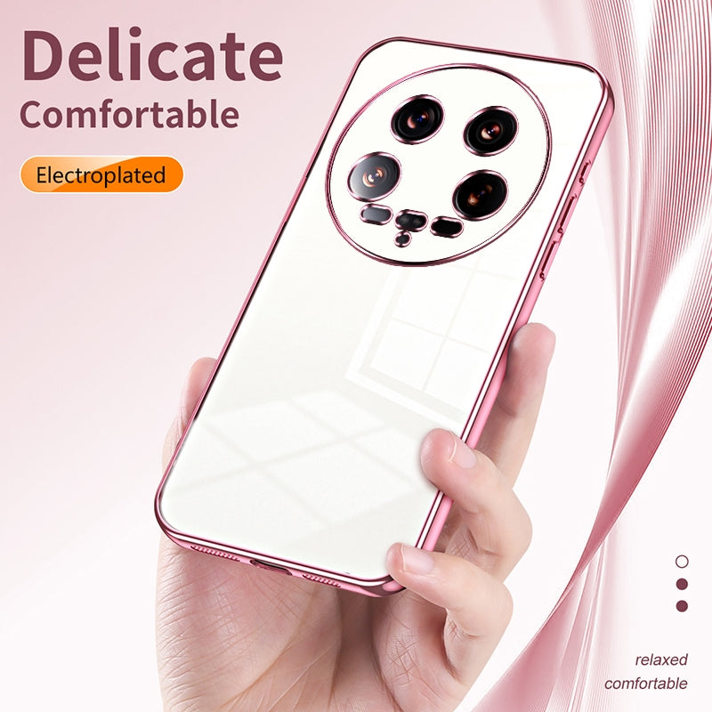 Xiaomi 14 Ultra Phone Case with Transparent Plating and Fine Hole Design: Crystal Clear & Scratch-Resistant