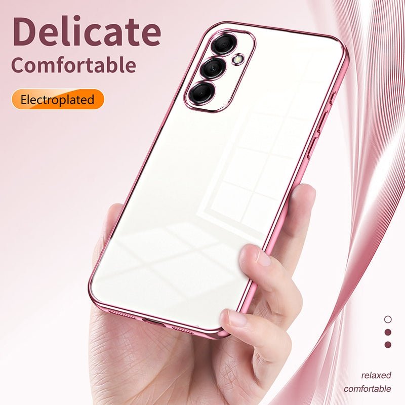 Samsung Galaxy M14 Phone Case with Transparent Plating and Fine Hole Design: Crystal Clear & Scratch-Resistant