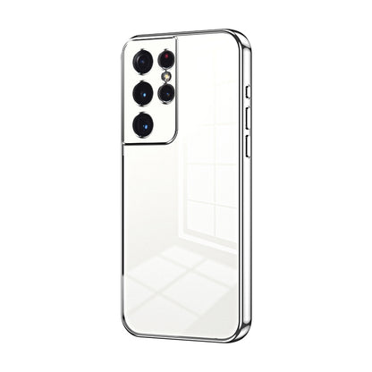 Samsung Galaxy S21 Ultra 5G Phone Case with Transparent Plating and Fine Hole Design: Crystal Clear & Scratch-Resistant