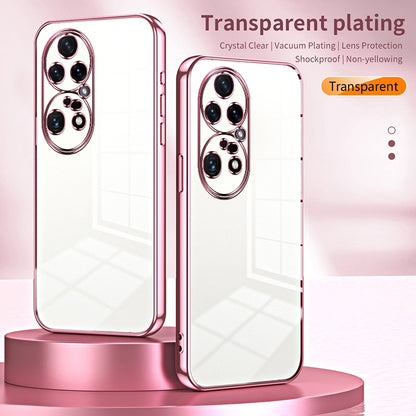 Huawei P50 Pro Phone Case with Transparent Plating and Fine Hole Design: Crystal Clear & Scratch-Resistant