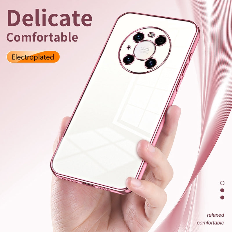 Huawei Mate 40 Pro Phone Case with Transparent Plating and Fine Hole Design: Crystal Clear & Scratch-Resistant