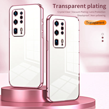 Huawei P40 Pro+ Phone Case with Transparent Plating and Fine Hole Design: Crystal Clear & Scratch-Resistant