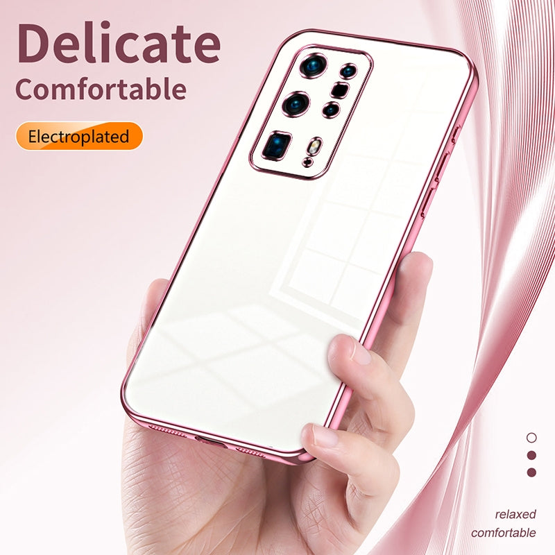 Huawei P40 Pro+ Phone Case with Transparent Plating and Fine Hole Design: Crystal Clear & Scratch-Resistant