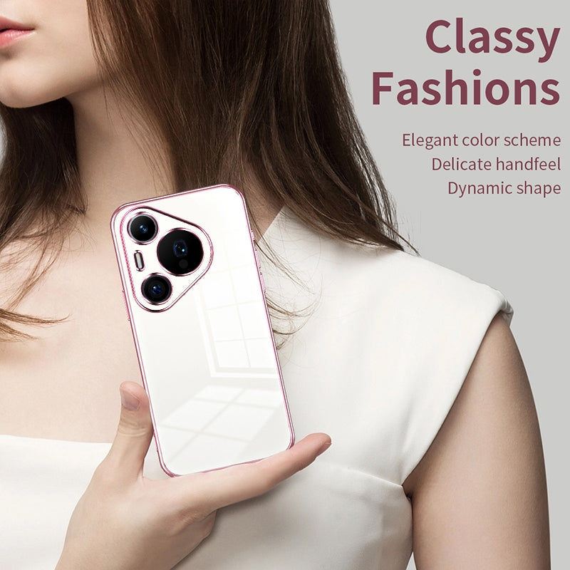 Huawei Pura 70 Pro Phone Case with Transparent Plating and Fine Hole Design: Crystal Clear & Scratch-Resistant