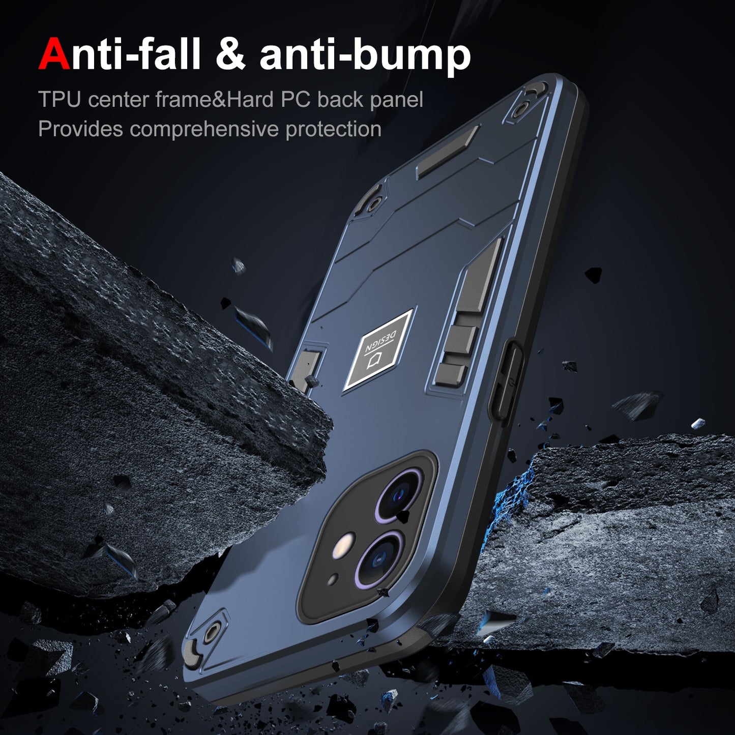 iPhone 12 Shockproof Phone Case with Dual-Layer Protection, TPU+PC Material, Durable, Stylish Design & Lightweight Structure