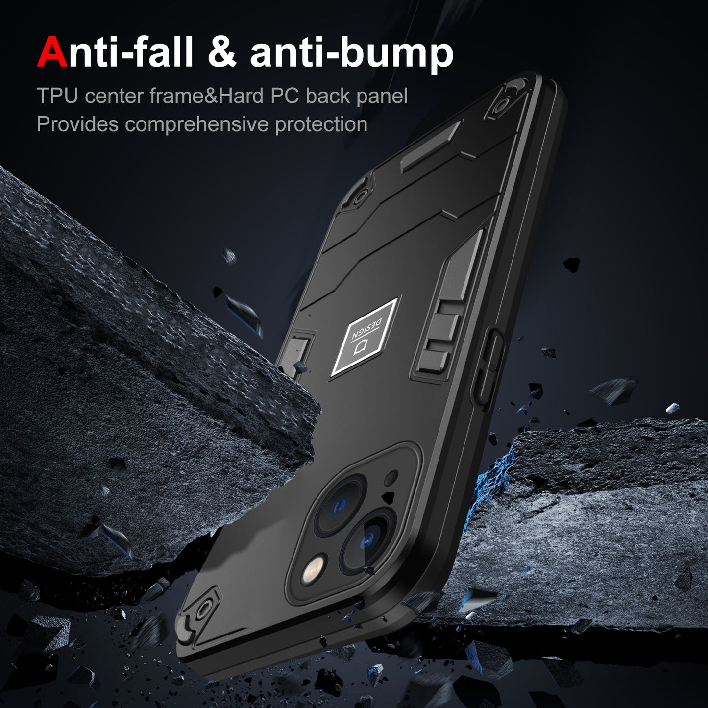 iPhone 13 Shockproof Phone Case with Dual-Layer Protection, TPU+PC Material, Durable, Stylish Design & Lightweight Structure