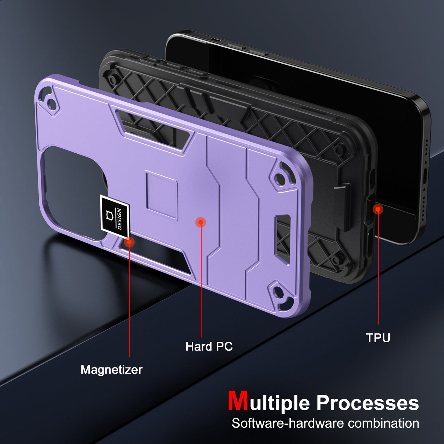 iPhone 15 Pro Max Shockproof Phone Case with Dual-Layer Protection, TPU+PC Material, Durable, Stylish Design & Lightweight Structure