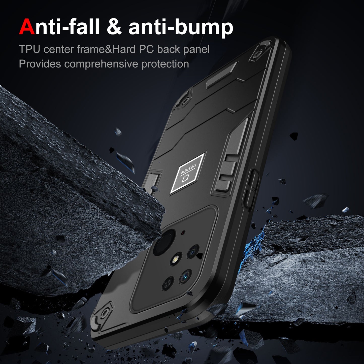 Xiaomi Redmi 10C Shockproof Phone Case with Dual-Layer Protection, TPU+PC Material, Durable, Stylish Design & Lightweight Structure